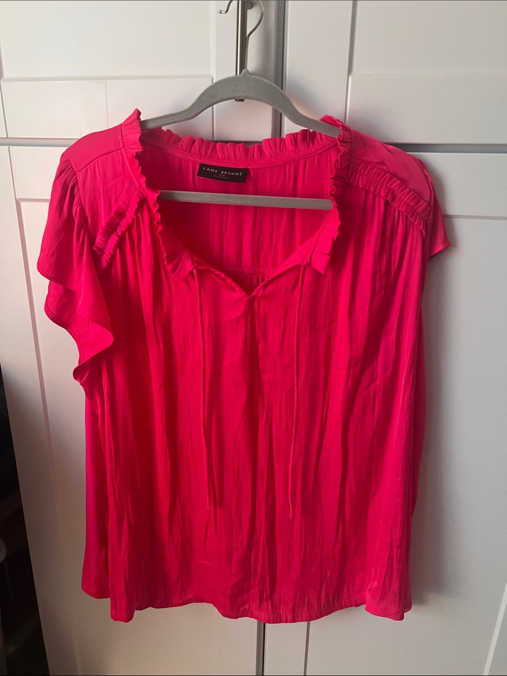 Lane Bryant Vibrant Hot Pink Ruffle-Trim Blouse